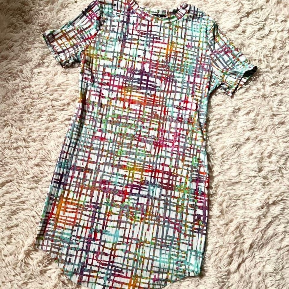 Love Rainbow Crosshatch‎ Abstract Pride Casual Colorful Dopamine LGBTQ Dress